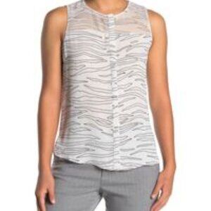 𝅺t Tahari BNWT Blouse Tank Black White Sz Small